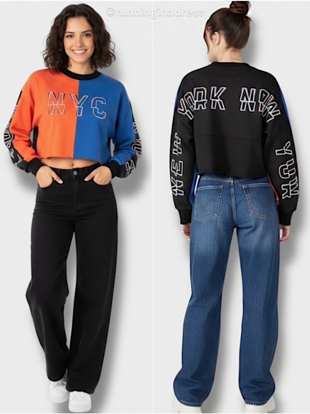 NWT Spirit Jersey NY Knicks Knicks NYC Colorblock Cropped Sweatshirt Crewneck S